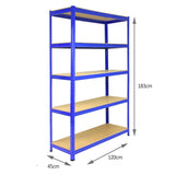 Blaues Monster Racking T-Rax Lagerregal mit fünf stabilen Regalböden, 180 cm hoch, 120 cm lang und 45 cm breit, ideal für die Lagerung