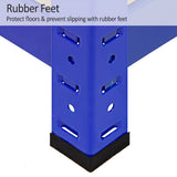 Blauer T-Rax Lagerregal mit robustem Metallrahmen, Gummifüßen zum Schutz des Bodens, stabil und ideal für die Lagerung von schweren Gegenständen