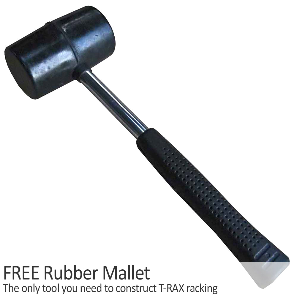 Schwarzer Gummihammer mit rutschfestem Griff, ideal zum Zusammenbauen von T-RAX-Regalen, robust und langlebig für vielseitige Anwendungen