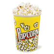 Bunte gelbe Popcorn-Kartons mit einem auffälligen Popcorn-Design, gefüllt mit frisch zubereitetem, knusprigem Popcorn, ideal für Partys oder Veranstaltungen