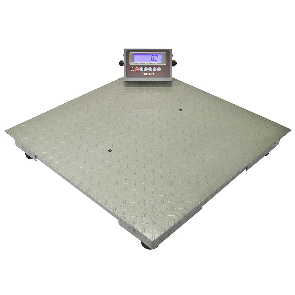 Digitale Plattformwaage von T-Mech, 80cm x 80cm, mit rutschfester, metallischer Oberfläche und digitalem Display zur präzisen Gewichtsanzeige
