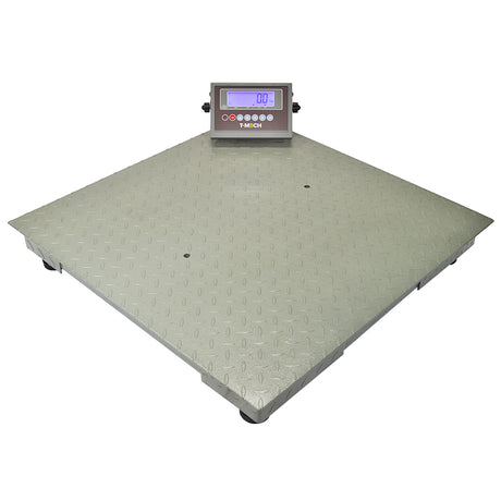 Digitale Plattformwaage von T-Mech, 80cm x 80cm, mit rutschfester, metallischer Oberfläche und digitalem Display zur präzisen Gewichtsanzeige