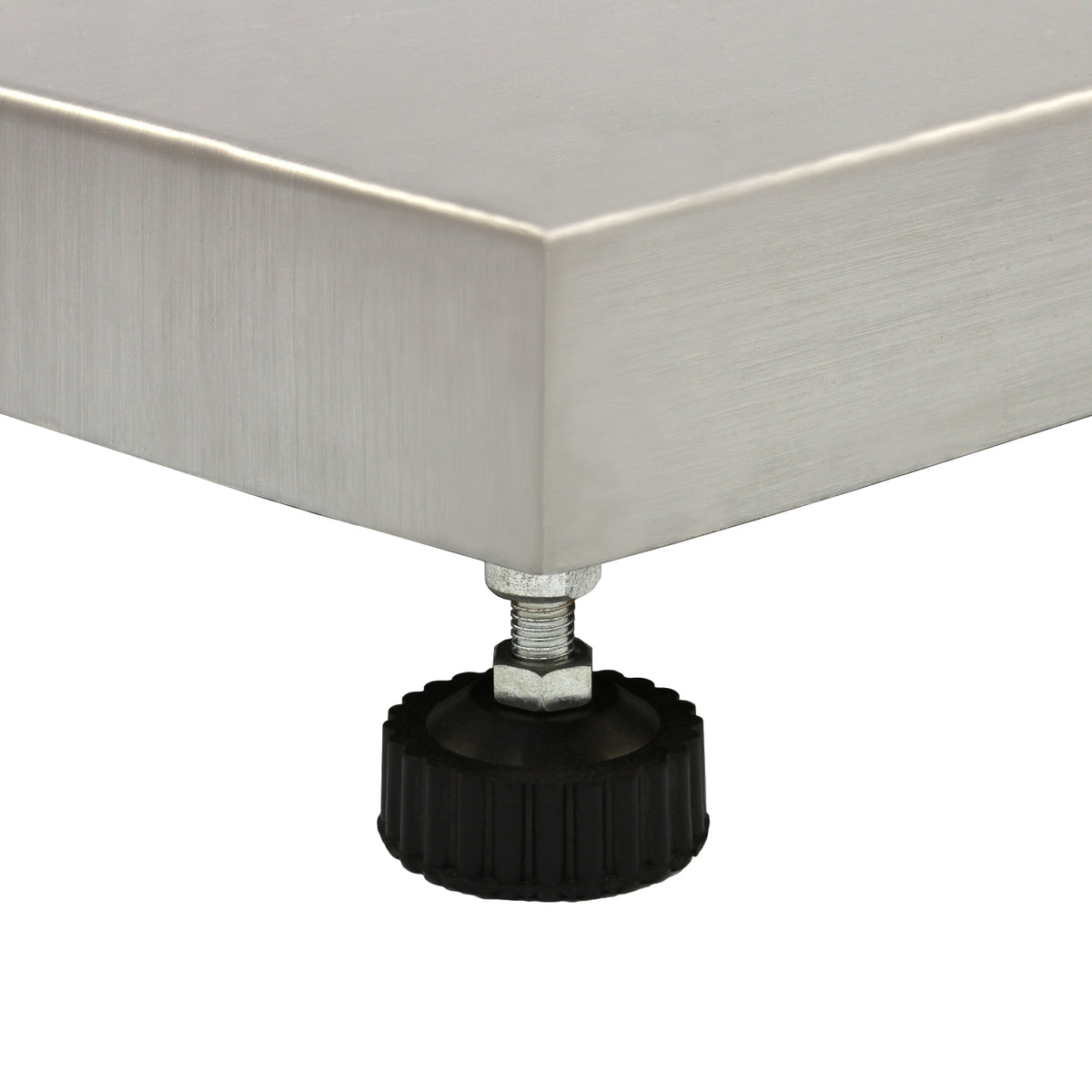 Robuste Tier-Waage mit 50 cm x 50 cm Edelstahloberfläche und verstellbaren Gummifüßen für Stabilität und rutschfesten Halt