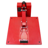 Rote Transferpresse mit stabiler Metallbasis, digitalem Display und ergonomischem Griff, ideal für die Schilderherstellung und den Druck von Vinyl