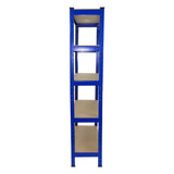 Stabiles T-Rax Lagerregal aus blauem Stahl mit fünf Fächern, ideal für die Aufbewahrung von Werkzeugen und Materialien, 75 cm hoch
