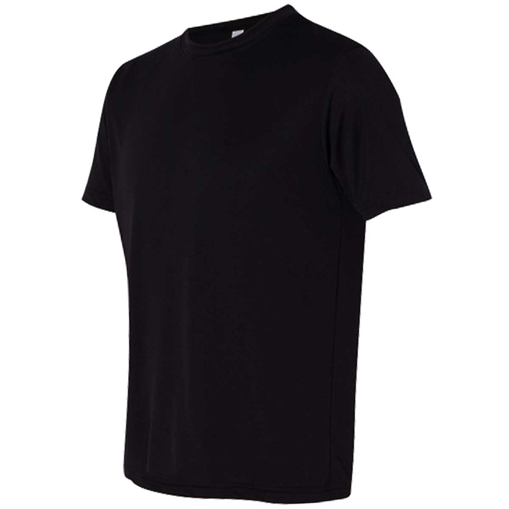 Schwarzes, kurzärmliges T-Shirt aus weichem, atmungsaktivem Material, ideal für individuelle Designs und kreative Projekte mit Folien