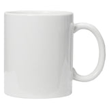 Weißer, unbedruckter Keramiktasse mit glatter Oberfläche und rundem Henkel, ideal für personalisierte Designs oder Geschenke