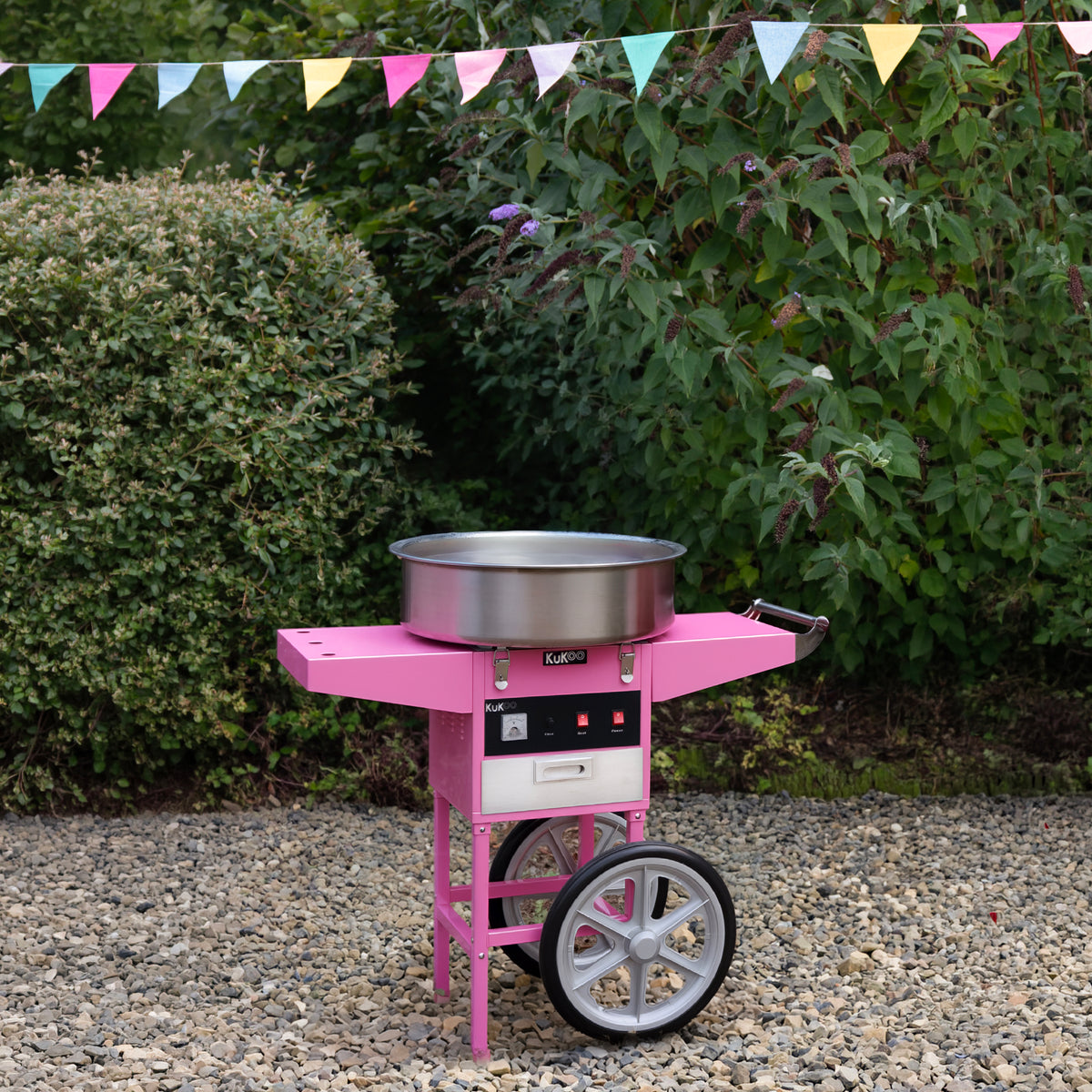 KuKoo Rosa Zuckerwattemaschine & Wagen