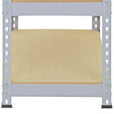 Graues Q-Rax Metallregal mit stabilen, perforierten Seiten und einer robusten, hellbraunen Ablagefläche aus Holz, ideal für Lagerung und Organisation