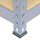 Grau lackiertes Metallregal mit stabilen Stützsäulen, Holzregalboden und verstellbaren Füßen für optimale Stabilität und Anpassungsfähigkeit