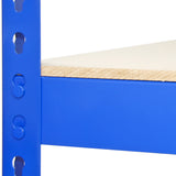 Blaues T-Rax Lagerregal mit stabilen Metallrahmen und Holzregalen, ideal für Lagerung und Organisation, Maße 120cm x 45cm x 180cm