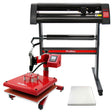 PixMax 38cm x 38cm Schwingpresse in Rot mit Schneideplotter, stabiler Rahmen, präzise Steuerung, ideal für Textil- und Grafikdesign