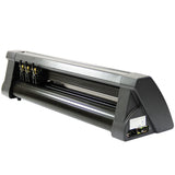 Schwarzer Schneideplotter mit glänzender Oberfläche, 72 cm breit, ideal für präzise Schnitte von Folien und Materialien in verschiedenen Designs