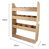 Grau verkleidetes Ford Transit Fahrzeugregal aus Holz mit mehreren Fächern, 136 cm hoch, 102 cm breit und 30 cm tief, ideal für Ordnung im Fahrzeug