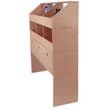 Universelles Auto-Regal aus Holz mit mehreren Fächern, hellbrauner Farbe, ideal zur Aufbewahrung von Werkzeugen und Zubehör, stabil und funktional