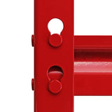 Roter Metallrahmen des Monster Racking Z-Rax Eckregals mit sichtbaren Löchern zur Höhenverstellung und stabilen, robusten Struktur