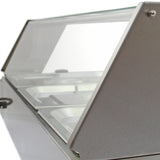 Kukoo Edelstahl Gastro 4 GN Bain Marie mit transparentem Glasdeckel, eleganter, glänzender Oberfläche und praktischen, abgerundeten Ecken für einfache Handhabung