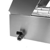 Kukoo Edelstahl Gastro 5 GN Bain Marie mit glänzender, gebürsteter Oberfläche und präziser Wasserablassöffnung für einfache Handhabung