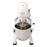 Die KuKoo Gastro Planetenrührmaschine mit 15L Edelstahlbehälter, weißem Gehäuse, robustem Design und einem stabilen Standfuß für professionelle Küchen