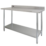 Kukoo Gastronomie Arbeitstisch aus Edelstahl, 150 cm lang, mit glatter Oberfläche, stabilen Beinen und unterem Regal für zusätzlichen Stauraum
