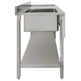 Edelstahl Gastrospüle mit einem linken Becken, robustes Design, glatte Oberfläche, ideal für gewerbliche Küchen und effizientes Spülen