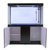 Schwarzes 300 Liter Aquarium-Komplettset mit transparentem Glas, LED-Beleuchtung und einem eleganten Unterschrank in Schwarz und Weiß