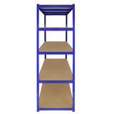 Hochregal in Blau mit fünf stabilen Regalböden aus braunem Holzwerkstoff, ideal für Lagerung und Organisation von Gegenständen in verschiedenen Räumen