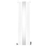 Ovaler Röhrenheizkörper in Weiß mit integriertem Spiegel und Chrom-Thermostatventilen, schlankes Design, 1800mm x 500mm, ideal für moderne Badezimmer