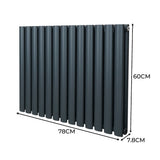 Ovaler Röhrenheizkörper in Anthrazitgrau, 600mm x 780mm, mit glatter Oberfläche und modernen Chrom-Thermostatventilen, ideal für stilvolle Heizlösungen