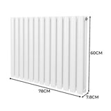 Ovaler Röhrenheizkörper in Weiß mit Chrom-Thermostatventilen, Maße 600mm x 780mm, elegant und modern, ideal für jedes Zuhause