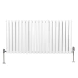 Ovaler Röhrenheizkörper in Weiß mit Chrom-Thermostatventilen, 600mm x 1200mm, bietet eine moderne, elegante Heizlösung für jeden Raum