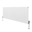 Ovaler Röhrenheizkörper in Weiß mit Chrom-Thermostatventilen, 600mm x 1440mm, elegant und modern, ideal für jeden Raum, glatte Oberfläche und klare Linien