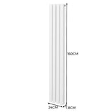 Ovaler Röhrenheizkörper in Weiß mit Chrom-Thermostatventilen, Maße 1600mm x 240mm, schlankes Design, glatte Oberfläche und moderne Ästhetik