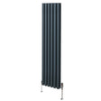Ovaler Röhrenheizkörper in Anthrazitgrau mit Chrom-Thermostatventilen, 1600mm x 360mm, schlankes Design und glatte Oberfläche für moderne Innenräume