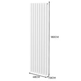 Ovaler Röhrenheizkörper in Weiß, 1800mm x 480mm, mit glatter Oberfläche und vertikalen Lamellen für effiziente Wärmeverteilung und modernes Design