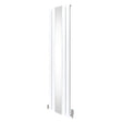 Weißer Heizkörper mit integriertem Spiegel und verchromten Thermostatventilen, schlankes Design, 1800mm x 425mm, moderne Ästhetik für jedes Badezimmer