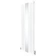 Weißer Heizkörper mit integriertem Spiegel und Chrom-Thermostatventilen, schlankes Design, 1800mm x 565mm, ideal für moderne Badezimmer