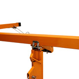 Robuster Plattenheber in leuchtendem Orange, 3,5 m lang, mit stabiler Halterung und verstellbarem Arm für präzises Anheben von Paneelen