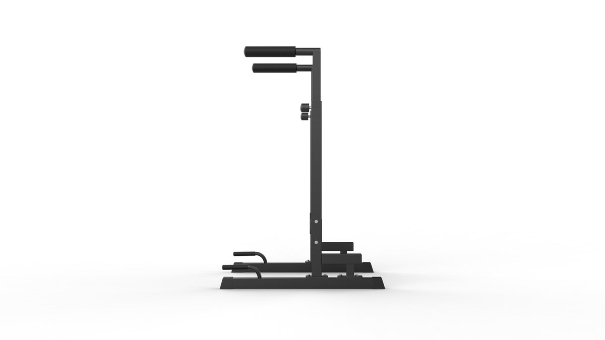 Schwarze Parallettes XL Dip-Barren mit stabilen Griffen, robustem Metallrahmen und rutschfesten Füßen für sicheres Training