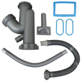 Graue Abflussrohr-Set für KuKoo Edelstahl Küchenspüle, bestehend aus flexiblen Schläuchen, Dichtungen und einem Abflussadapter für einfache Installation