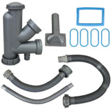 Graue Kunststoffteile für KuKoo Edelstahl Doppelspüle, einschließlich Siphon, Schläuchen und Dichtungen, ideal für die Installation und Wartung