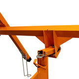 Robuster Plattenheber in leuchtendem Orange, mit stabiler Metallkonstruktion und verstellbarem Arm für das Anheben von Paneelen bis zu 5 m