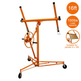 Robuster Plattenheber in leuchtendem Orange, mit stabilen Rädern, verstellbaren Armen und einer Kapazität von 68 kg, ideal für große Paneele
