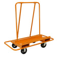 Robuster, orangefarbener Transportwagen für Gipskartonplatten mit stabilen Rädern, ideal für den Transport von schweren Materialien bis 1000 kg