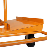 Robuster Gipskartonplatten Transportwagen in leuchtendem Orange mit stabiler Metallkonstruktion und breiter, rutschfester Ablagefläche für sicheren Transport