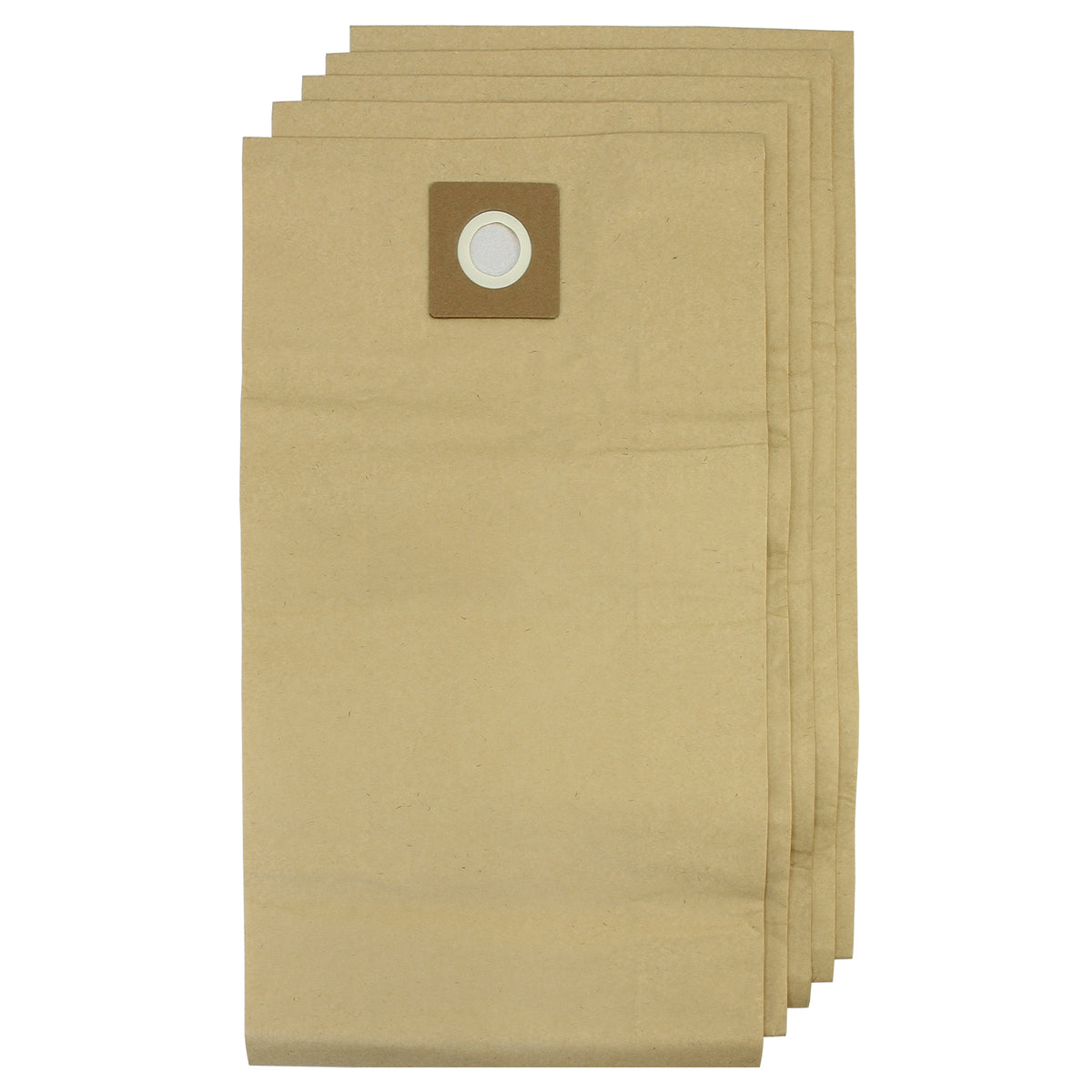 Braune MAXBLAST 80L Staubsaugerbeutel im 5er-Pack, aus robustem Papier, mit runder Öffnung und stabiler Befestigung, ideal für effektive Staubaufnahme