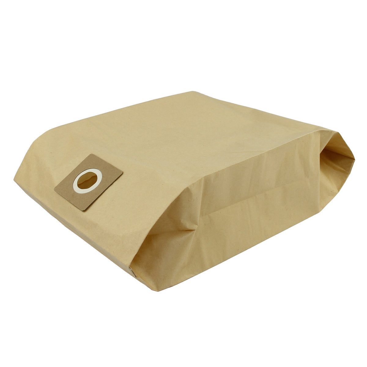 Brauner, faltbarer Staubsaugerbeutel aus Papier mit runder Öffnung, ideal für MAXBLAST 50L Staubsauger, fünf Stück im Set, robust und langlebig