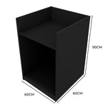 Schwarze Ladentheke mit Kassenblock, 90 cm hoch und 60 cm breit, aus robustem Material, minimalistisches Design, ideal für Verkaufsräume