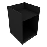 Schwarze Ladentheke mit Kassenblock, aus robustem Material, rechteckige Form, glatte Oberfläche, ideal für Verkaufsräume und Geschäfte