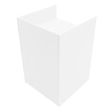 Moderne, weiße Ladentheke mit Kassenblock, aus glattem Material, rechteckige Form, ideal für Einzelhandelsgeschäfte und Empfangsbereiche